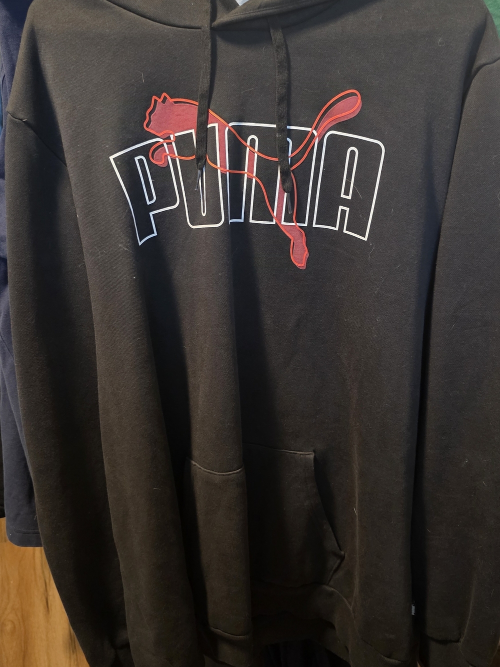 Puma Men’s Black Crewneck Hoodie with Red Logo